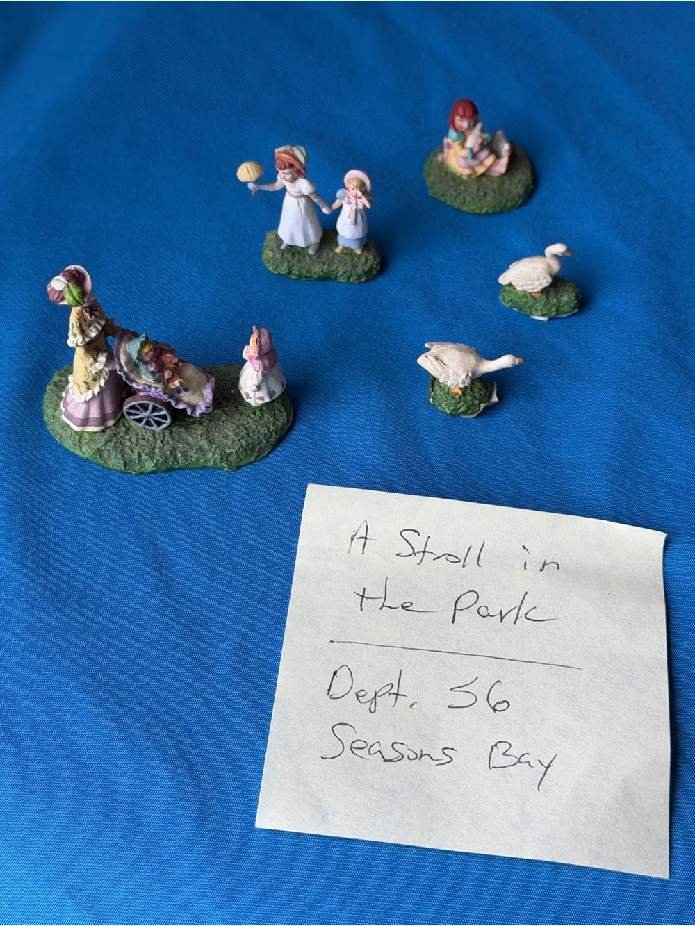 Department 56 Miniature Park Figurine Set in Blue and Green with Pastel Accents